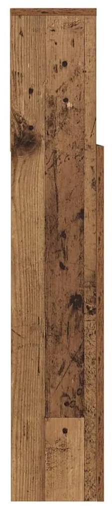 vidaXL Κρεβάτι με Κεφαλάρι με ράφι Παλιό ξύλο 220 x 19 x 101,5 εκ