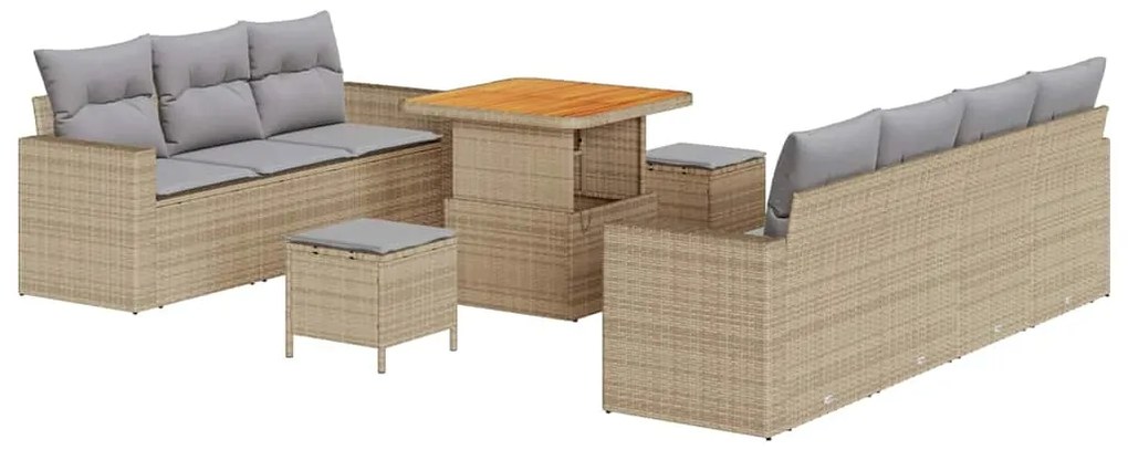 vidaXL Σετ Καναπέ Κήπου 10 pcs μπεζ και ανοιχτό γκρι 80 x 80 x 71 cm