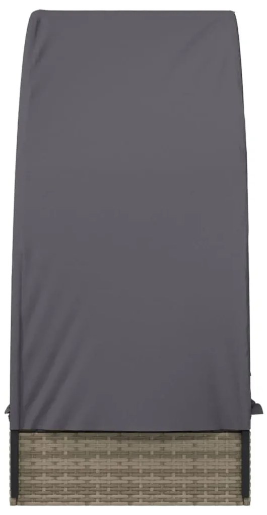 vidaXL Ξαπλώστρα με Στρογγυλή Οροφή Μαύρη 211x57x140 εκ. Συνθ. Ρατάν