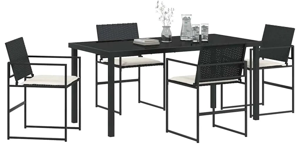 vidaXL Σέτ φαγητού για κήπο 5 pcs Μαύρο Πολυ ράταν