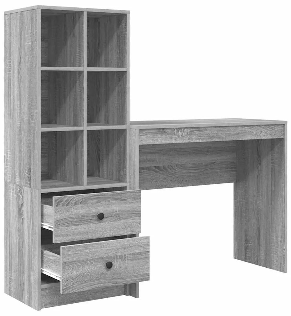 vidaXL Γραφείο με αποθηκευτικό χώρο 2 pcs Γκρι sonoma 90 x 40 x 76 εκ.