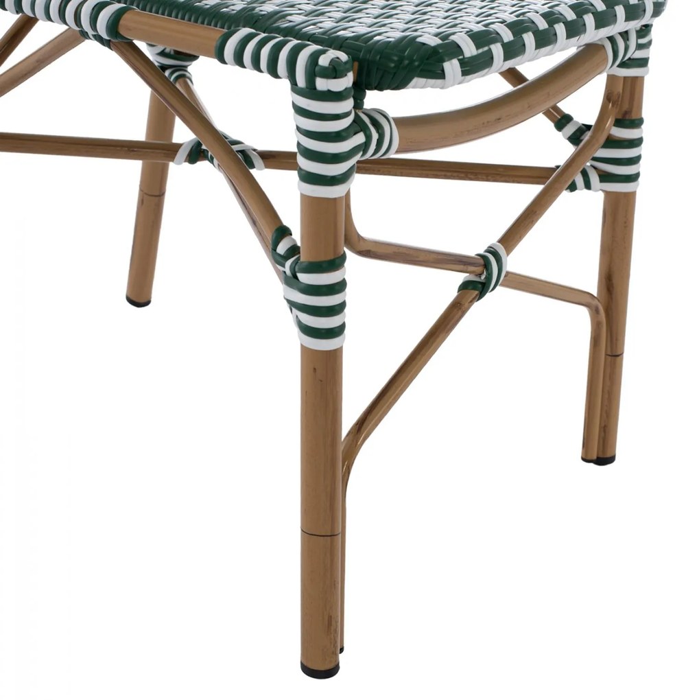 Καρέκλα C5792.01 Αλουμινίου Bamboo Look με Wicker Πράσινο - Λευκό 47x55x98 εκ. 47x55x98 εκ.