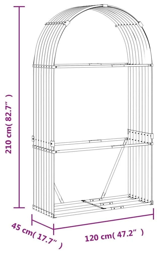 Ξυλοθήκη Αν. Καφέ 120x45x210 εκ. από Γαλβανισμένο Ατσάλι - Καφέ