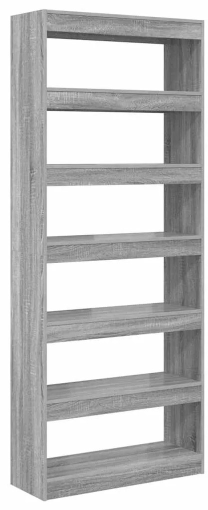 vidaXL Βιβλιοθήκη Άλλο Γκρι sonoma 80 x 30 x 198 εκ Επεξεργασμένο ξύλο