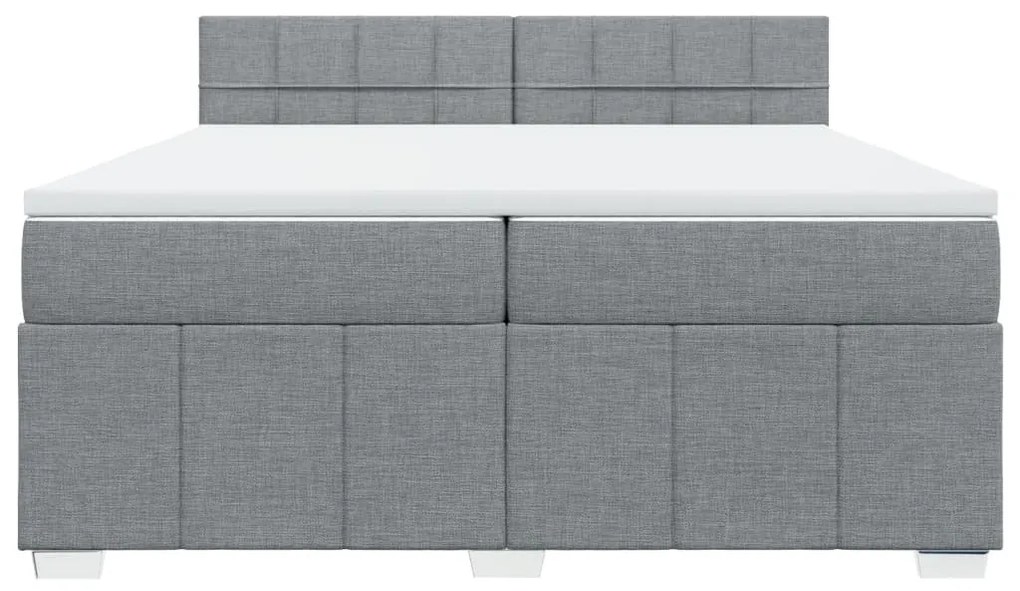 vidaXL Κρεβάτι Boxspring με Στρώμα Ανοιχτό Γκρι 200x200 εκ. Υφασμάτινο