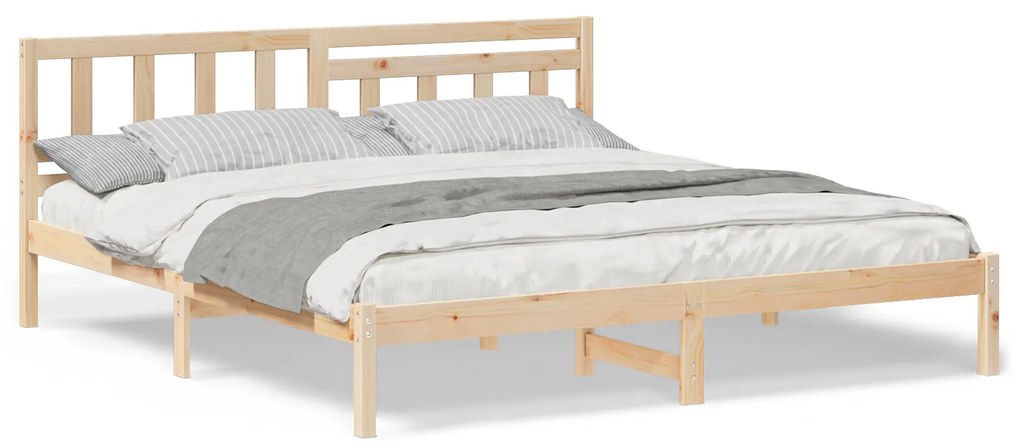 vidaXL Σκελετός Κρεβατιού Καφέ 180 x 200 cm Συμπαγές ξύλο πεύκου