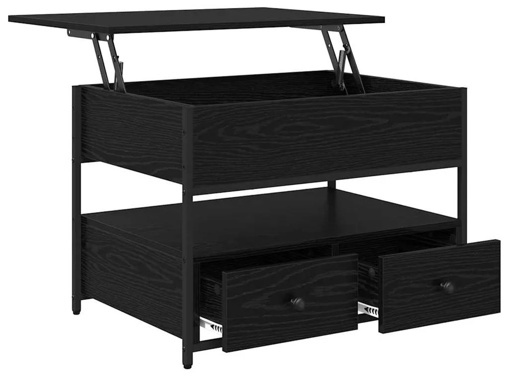 vidaXL Τραπεζάκι σαλονιού με συρτάρι Μαύρη Οξυά 70 x 50 x 54.5 εκ