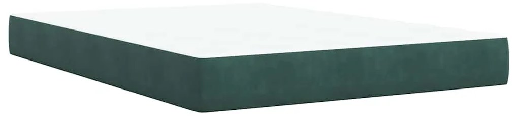 vidaXL Κρεβάτι Boxspring με Στρώμα Σκούρο Πράσινο 140x190εκ. Βελούδινο