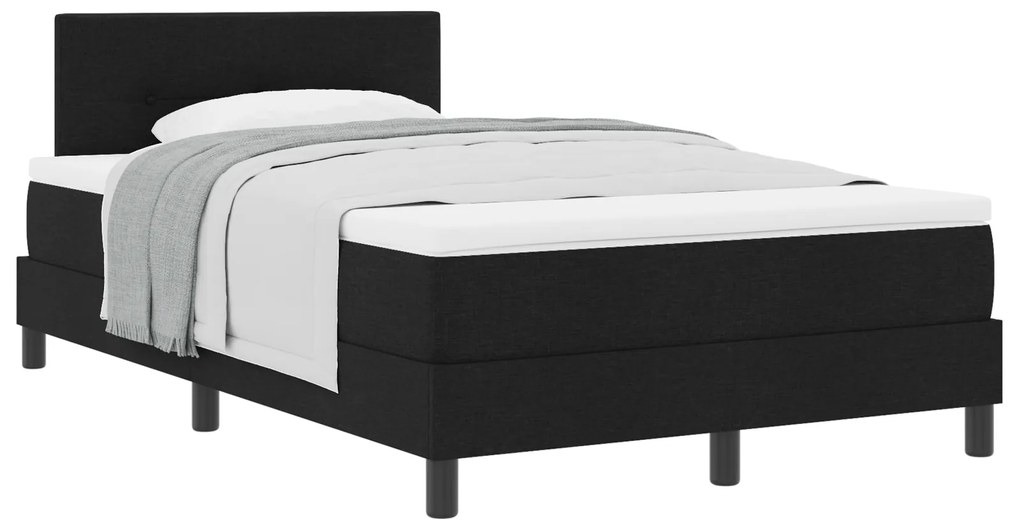 vidaXL Κρεβάτι Box Spring με Στρώμα Μαύρο 120x190 εκ. Ύφασμα