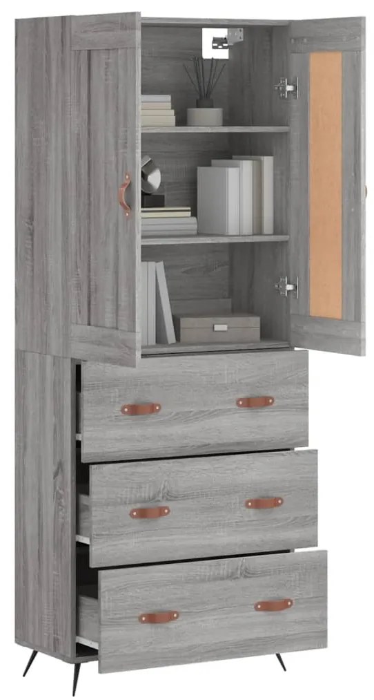 vidaXL Ντουλάπι Γκρι Sonoma 69,5 x 34 x 180 εκ. Επεξεργασμένο Ξύλο