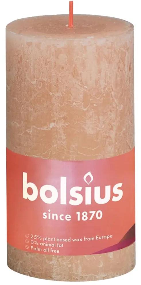 Bolsius Κεριά Κύλινδρος Ρουστίκ Shine 4 τεμ. Θολό Ροζ 130 x 68 χιλ.