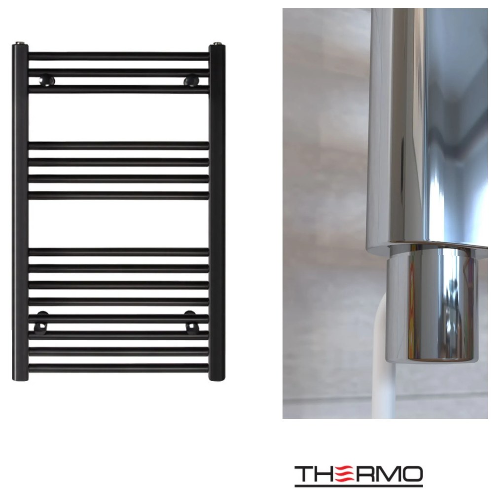 Thermo ALTO Θερμαινόμενη πετσετοκρεμάστρα από Mild Steel με ηλεκτρική λειτουργία, 80x50cm Black