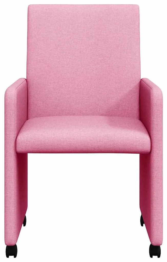 vidaXL Καρέκλες Φαγητού με Ρόδες 2 pcs Ροζ 57 x 66 x 94 εκ ύφασμα