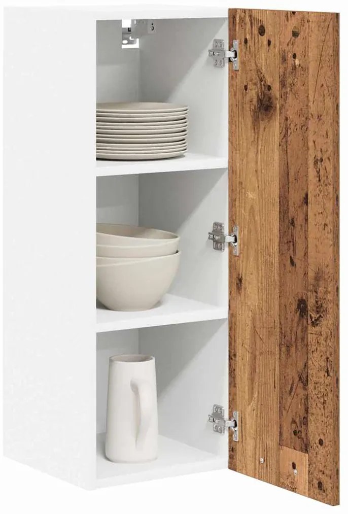 vidaXL Κρεμαστό ντουλάπι Παλαιό Ξύλο και Λευκό 30 x 31 x 80 εκ.