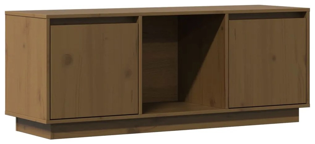 vidaXL Έπιπλο Τηλεόρασης Καφέ Μελί 110,5x35x44εκ από Μασίφ Ξύλο Πεύκου