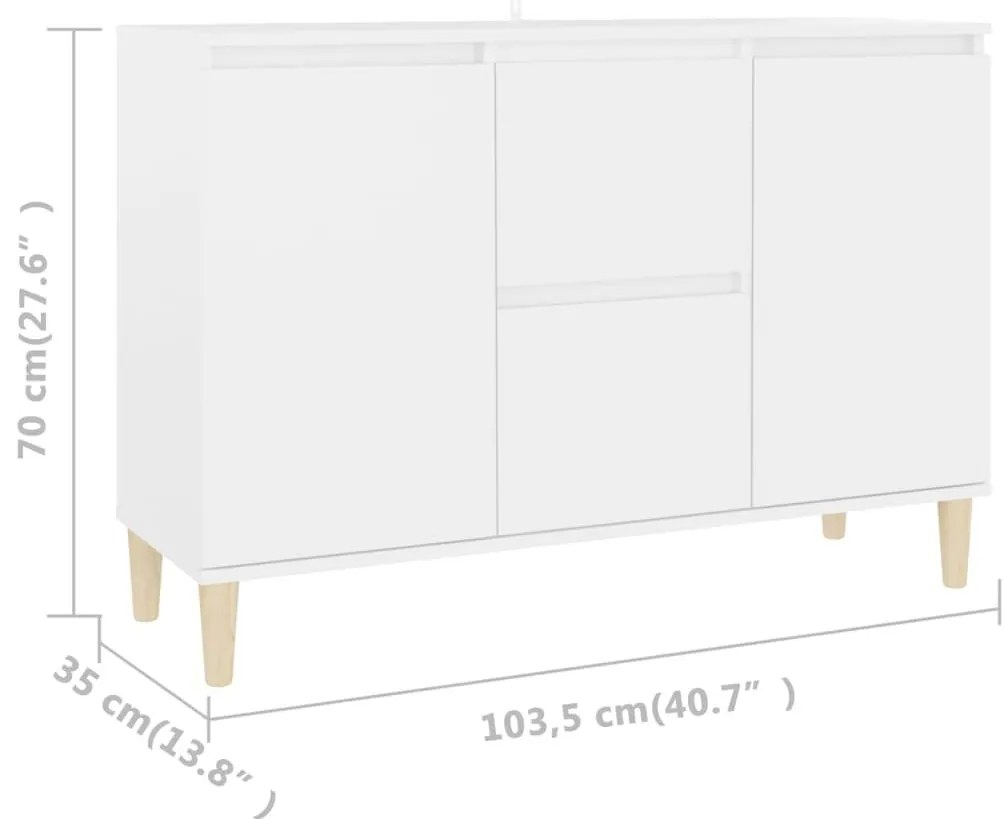 Μπουφές Λευκός 101 x 35 x 70 εκ. από Επεξεργασμένο Ξύλο - Λευκό