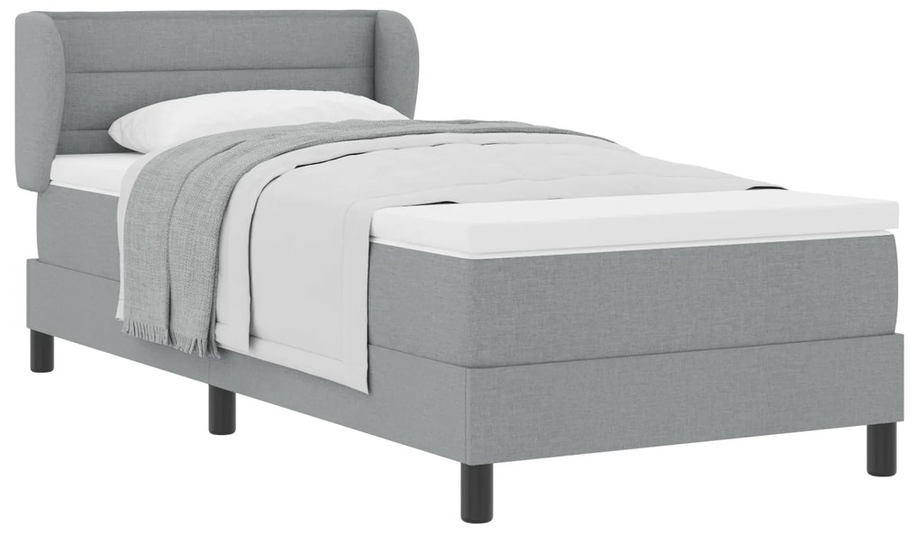 vidaXL Κρεβάτι με Στρώμα Συρόμενο Ανοιχτό Γκρι 90x200 εκ Υφασμάτινο