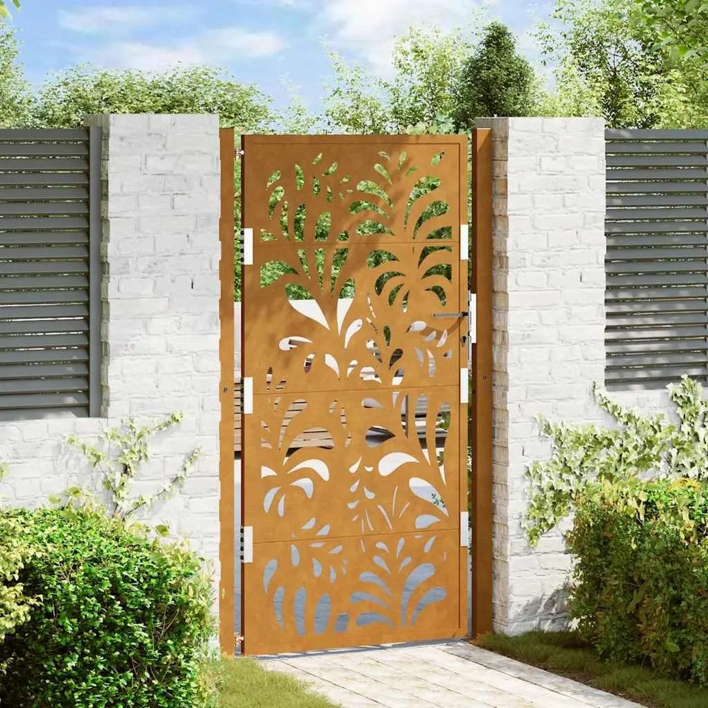 Πύλη κήπου 105x180 cm από χάλυβα με κυματοειδές σχέδιο - Καφέ