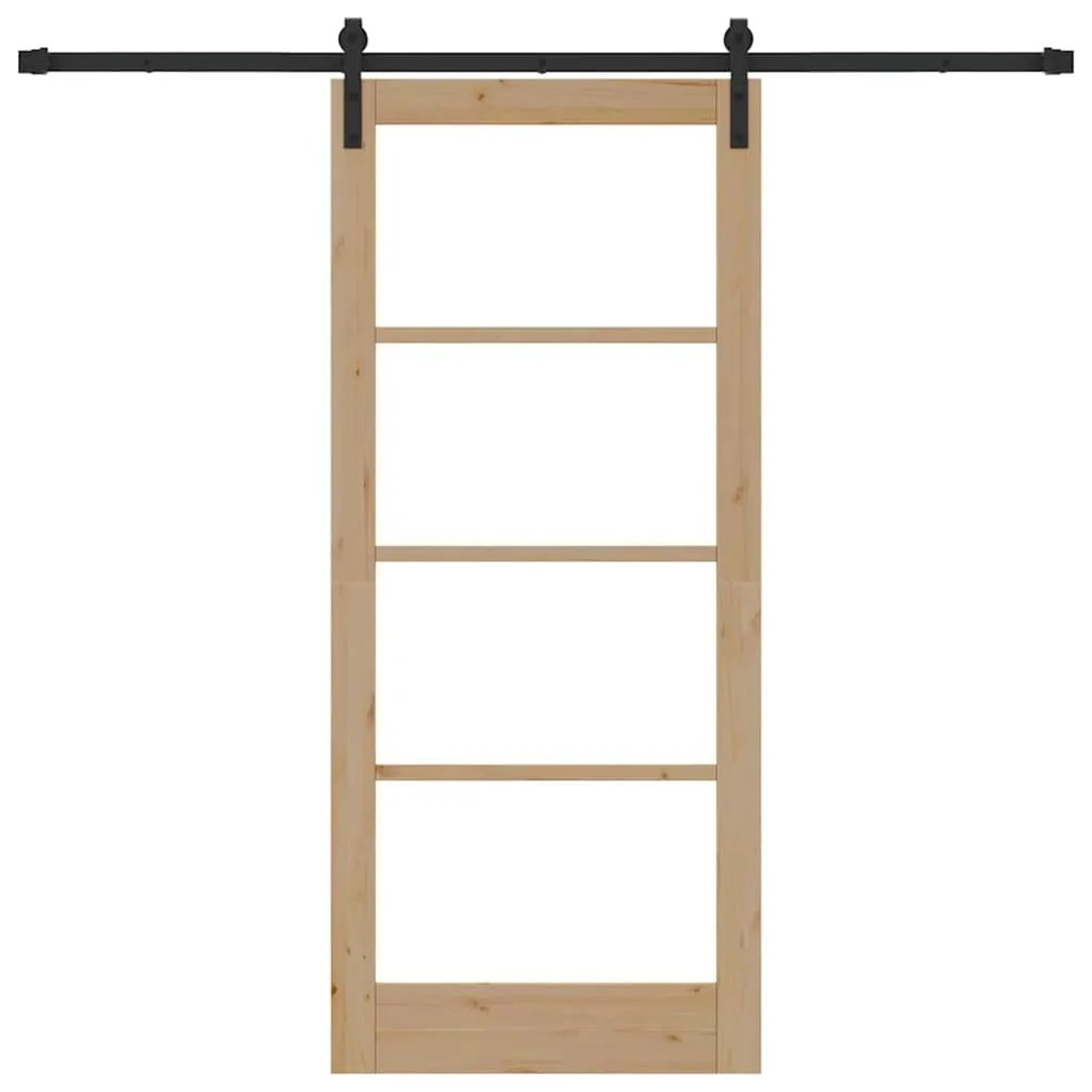 vidaXL Συρόμενη Πόρτα Χειροκίνητος Καφέ 86 x 198.5 cm Ξύλο και μέταλλο