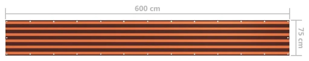 vidaXL Διαχωριστικό Βεράντας Πορτοκαλί/Καφέ 75 x 600 εκ. Ύφασμα Oxford