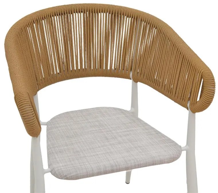 Καρέκλα - Πολυθρόνα αλουμινίου Raven στοιβαζόμενη λευκός σκελετός-φυσικό textilene-rattan 57x62x78 εκ. 57x62x78 εκ.