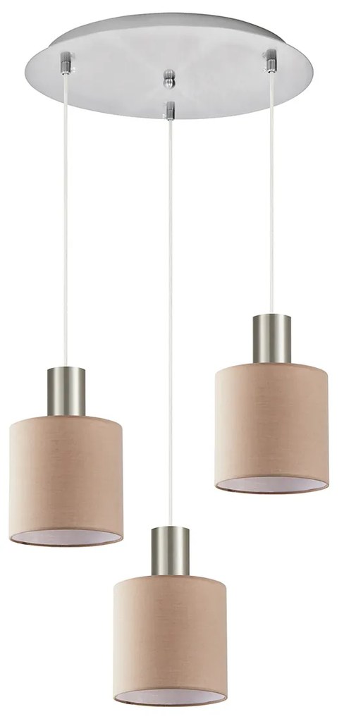 Φωτιστικό Οροφής SE21-NM-4-3NM-SH3 ADEPT TUBE Nickel Matt Pendant Brown Fabric Shade+ - 51W - 100W - 77-8432