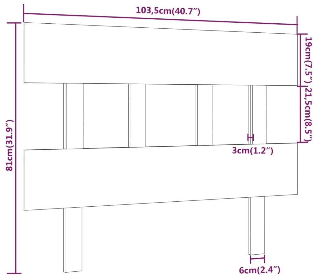vidaXL Κεφαλάρι Κρεβατιού Μελί 103,5x3x81 εκ. Μασίφ Ξύλο Πεύκου