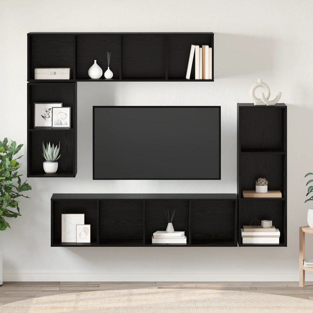 vidaXL Σετ επίπλου τηλεόρασης 4 pcs Μαύρη δρυς Επεξεργασμένο ξύλο