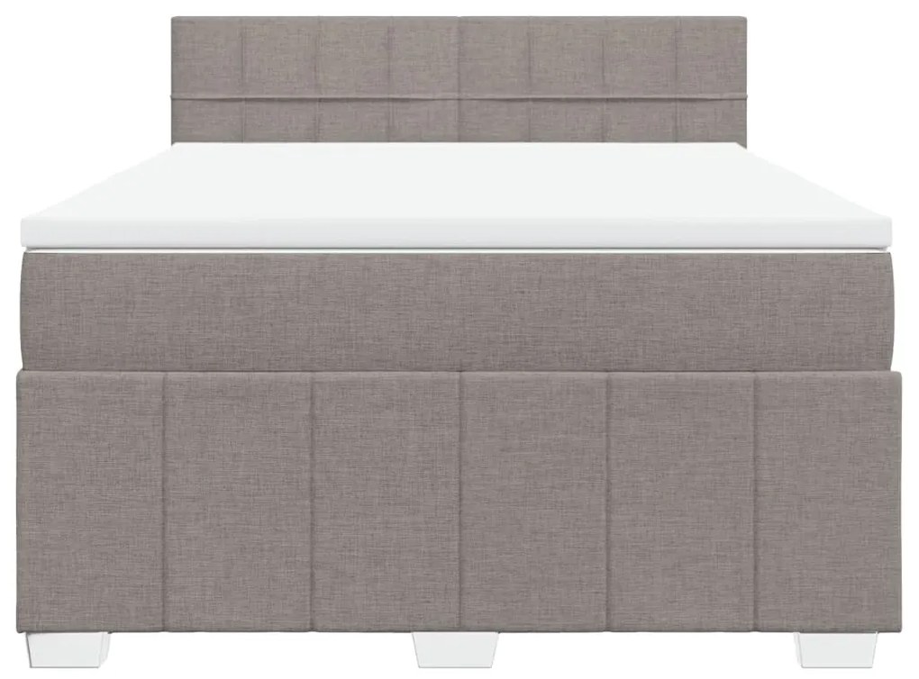 vidaXL Κρεβάτι Boxspring με Στρώμα Taupe 140x190 εκ. Υφασμάτινο