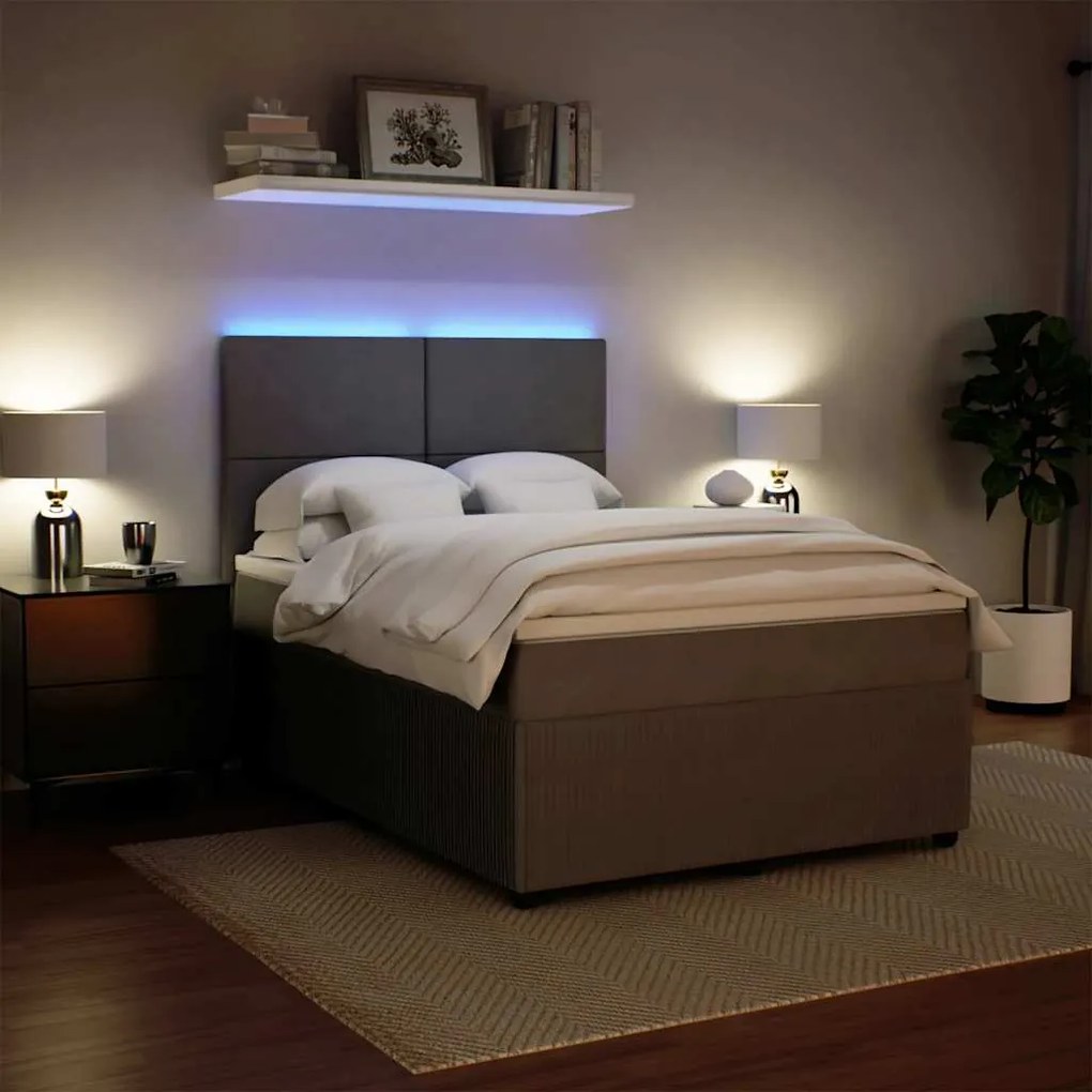 vidaXL Κρεβάτι Boxspring με Στρώμα Ανοιχτό Γκρι 140x200 εκ. Βελούδινο