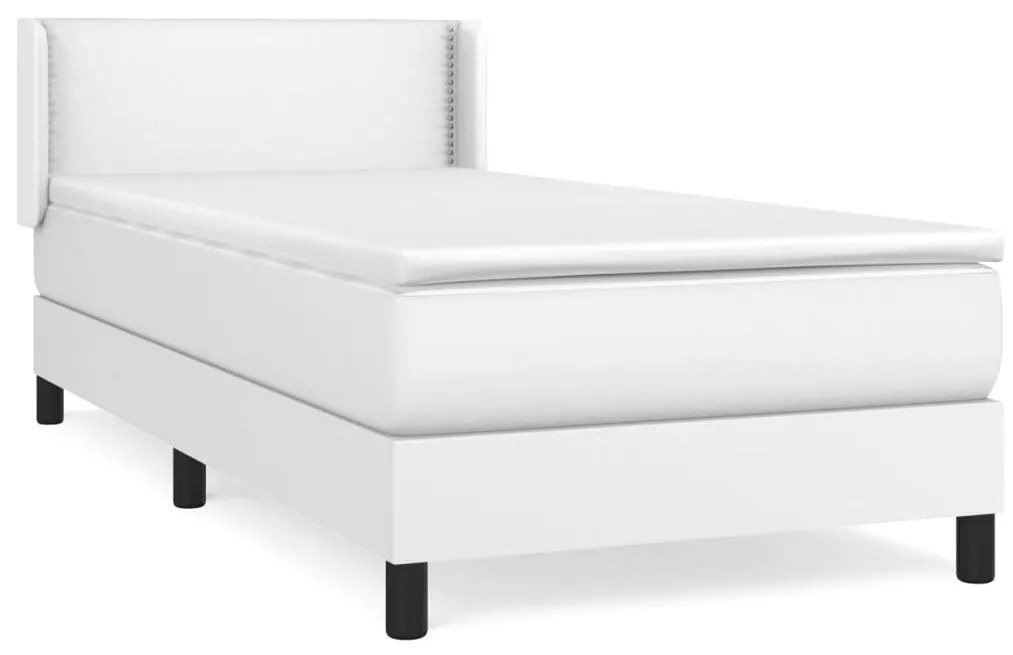 vidaXL Κρεβάτι Boxspring με Στρώμα Λευκό 80 x 200 εκ. Συνθετικό Δέρμα