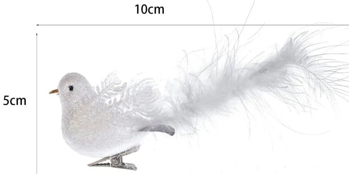 Διακοσμητικά πουλάκια με κλιπ 4τμχ - Christmas Decoration White Birds with Clips