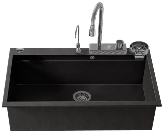 Sanitec Ultra Granite 850 Quartz Multi Ένθετος Γρανιτένιος Νεροχύτης 79Χ50cm Grafite (Inox accessories)