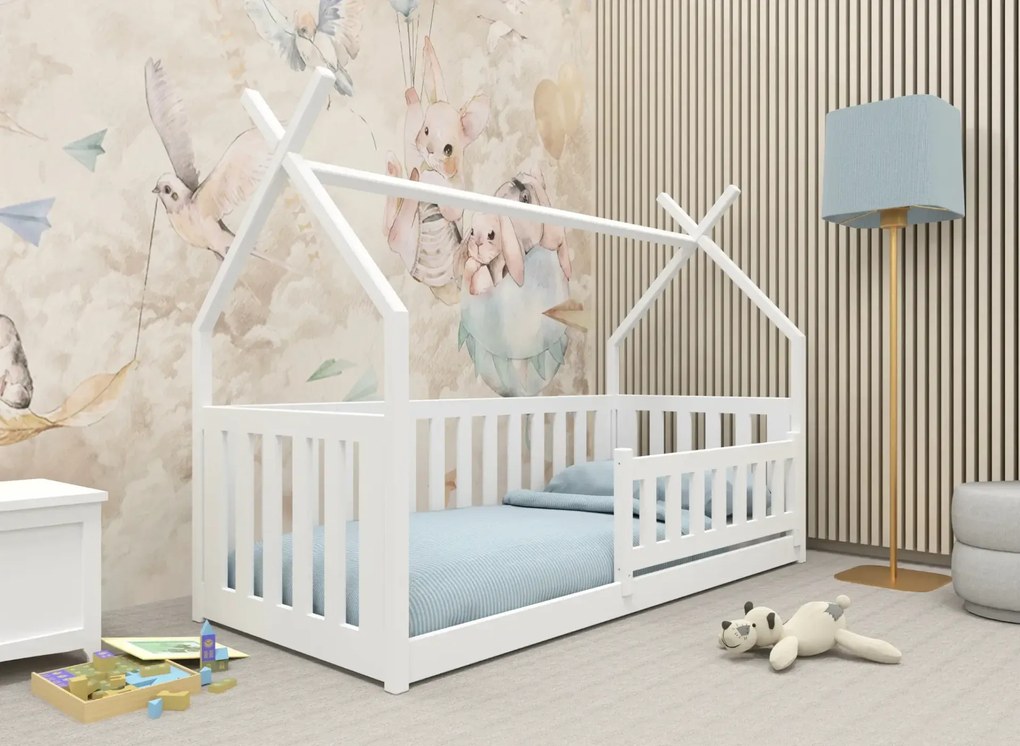 Παιδικό κρεβάτι Μονό Born για στρώμα 90x190cm Λευκό 198x97x137cm - LAN4563
