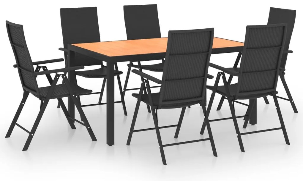 vidaXL Σετ Τραπεζαρίας Κήπου 7 Τεμαχίων Μαύρο / Καφέ