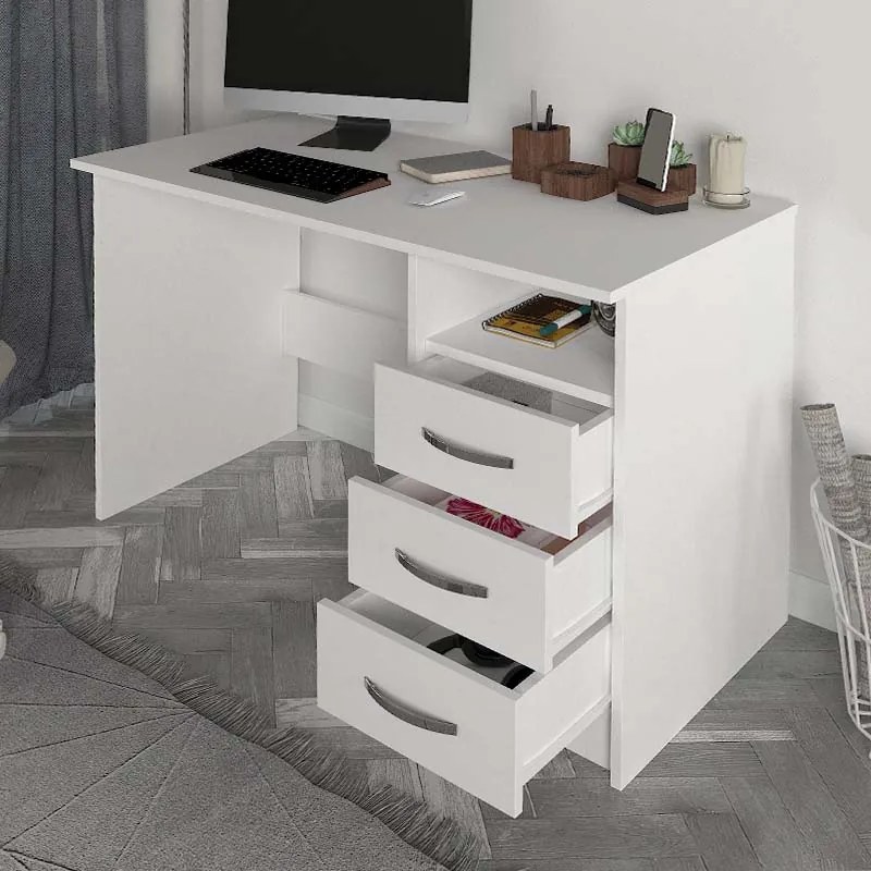 Γραφείο εργασίας Eldoris Megapap χρώμα λευκό 120x60x75εκ.