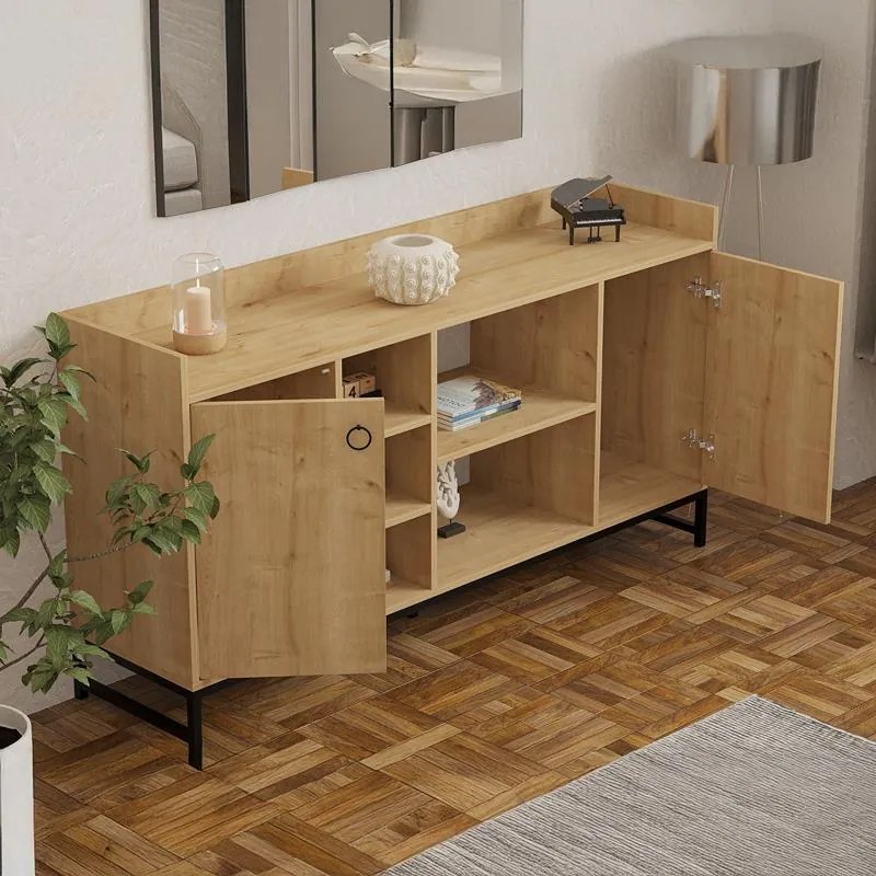Μπουφές Delta oak - μαύρα μεταλλικά πόδια 160x40x85 εκ. 160x40x85 εκ.
