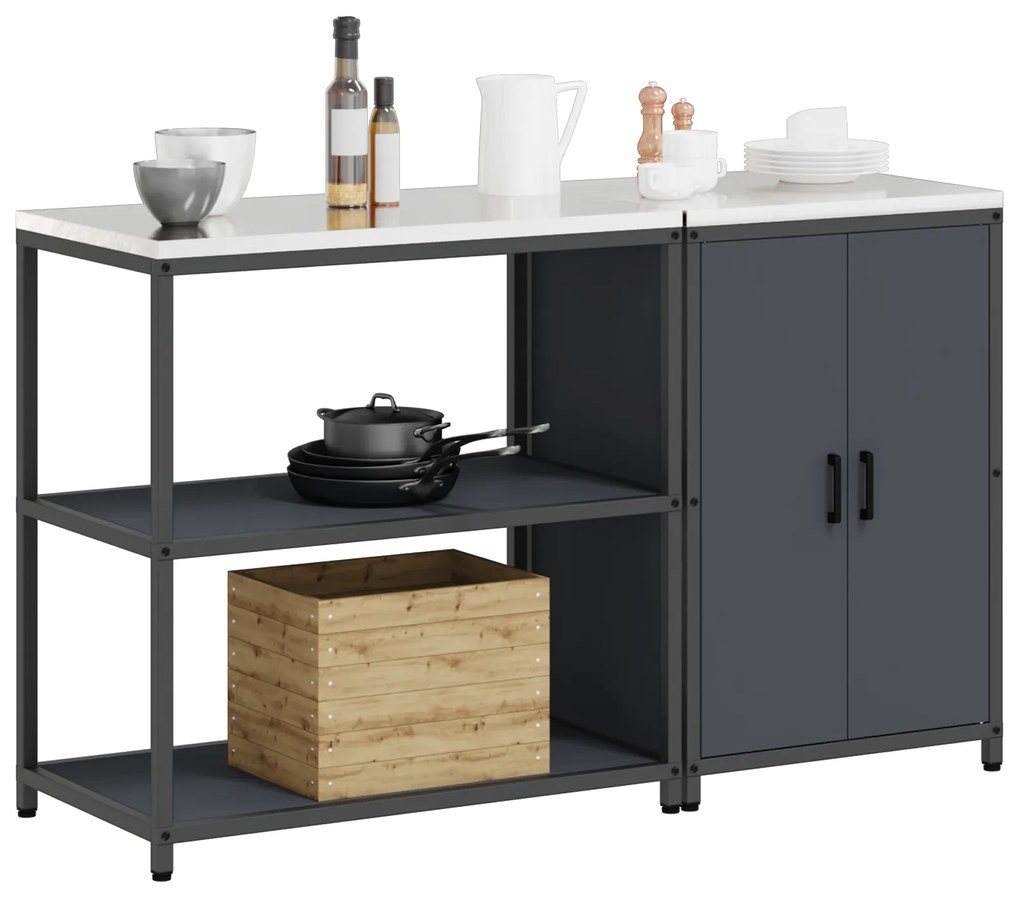 vidaXL Σετ Αποθήκευσης Κουζίνας 2 pcs Ανθρακί 150 x 50 x 92 εκ.