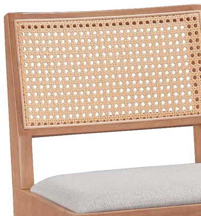 Σκαμπό bar Winslow pakoworld ξύλο rubberwood ανοικτό καρυδί-pvc rattan φυσικό-ύφασμα γκρι