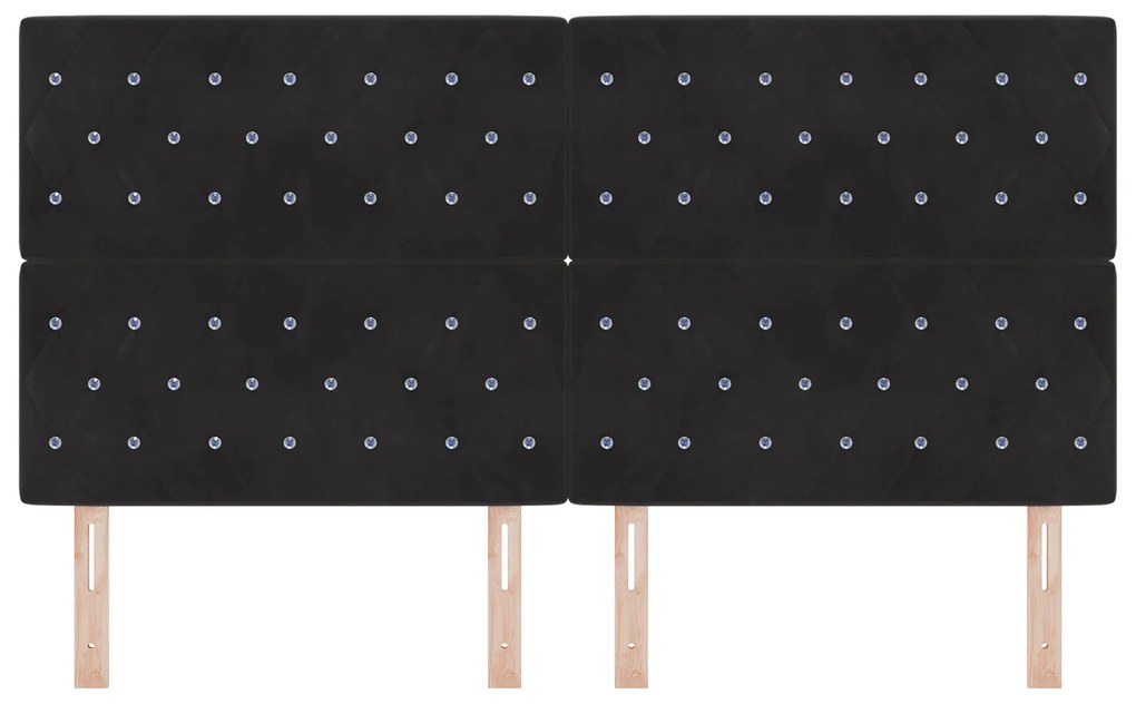 vidaXL LED Πλάτη Κρεβατιού Μαύρη 90 εκ. Βελούδο