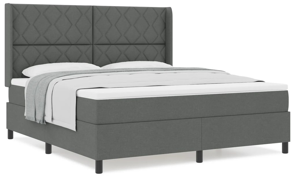 vidaXL Κρεβάτι Box Spring με Στρώμα Σκούρο Γκρι 180x200 εκ. Υφάσματος