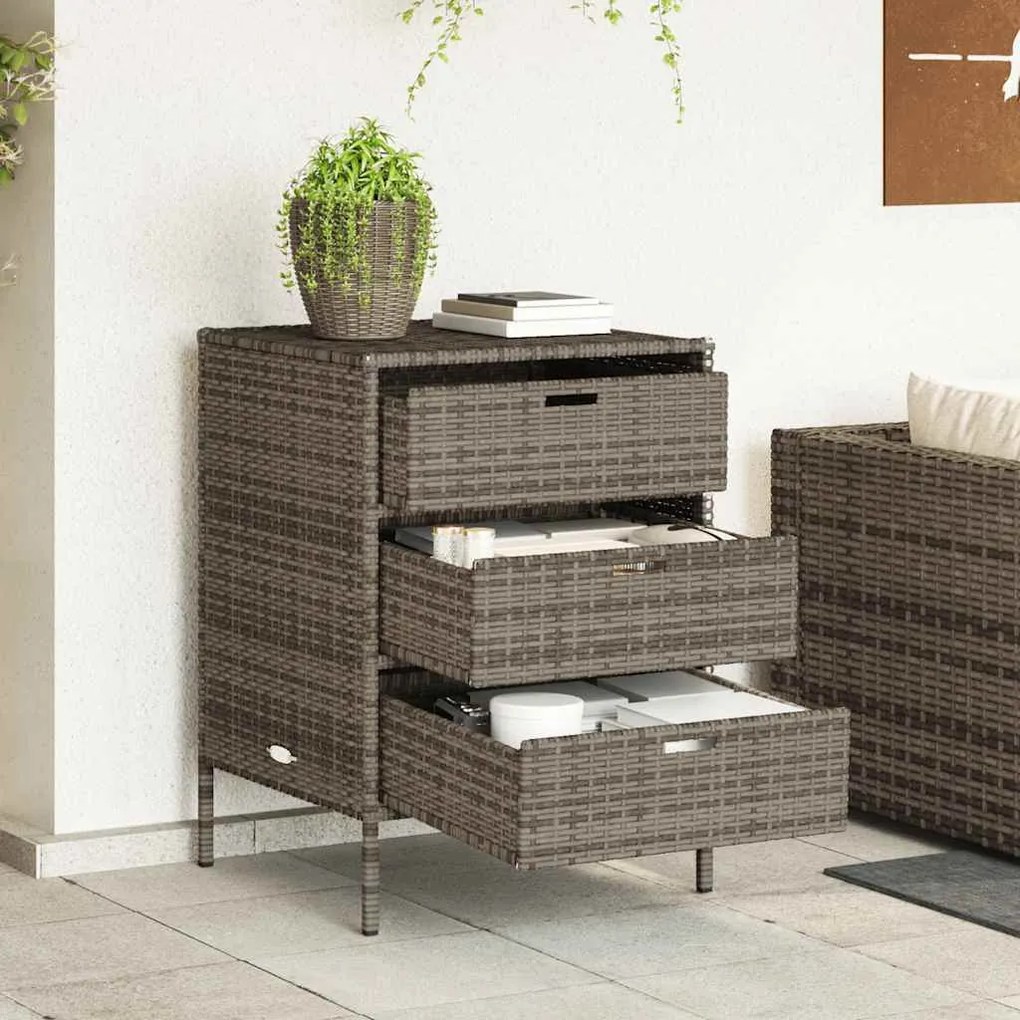 vidaXL Ντουλάπι Αποθήκευσης Κήπου Γκρι 55x59x80 εκ. Συνθετικό Ρατάν