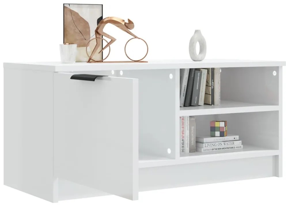 vidaXL Έπιπλο Τηλεόρασης Γυαλ. Λευκό 80x35x36,5 εκ. Επεξεργασμένο Ξύλο