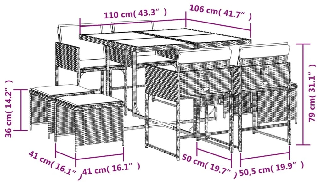 ΣΕΤ ΤΡΑΠΕΖΑΡΙΑΣ ΚΗΠΟΥ 9 ΤΕΜ. ΚΑΦΕ ΣΥΝΘΕΤΙΚΟ ΡΑΤΑΝ ΜΕ ΜΑΞΙΛΑΡΙΑ 3211317