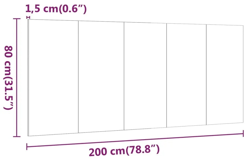 vidaXL Κεφαλάρι Κρεβατιού Καπνιστή Δρυς 200x1,5x80 εκ. Επεξεργασ. Ξύλο