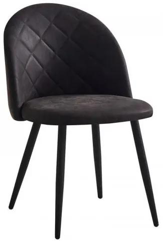 BELLA Καρέκλα Τραπεζαρίας, Μέταλλο Βαφή Μαύρο, Ύφασμα Απόχρωση Suede Ανθρακί ΕΜ757,3S
