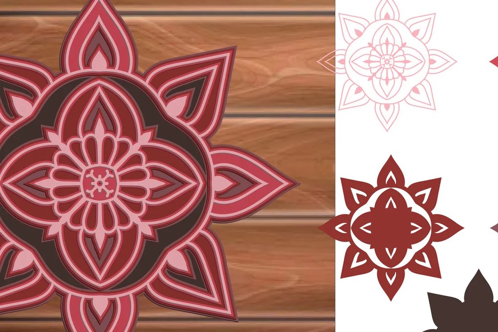 Σετ των 2 Intra απο ξύλο plywood 3mm-4mm πάχος 3D MultiLayer Mandala Cut File Δίασταση 30x30 cm INTRAFABR-14834462