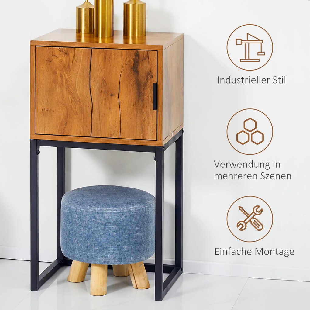 HOMCOM Τραπέζι κονσόλας σε βιομηχανικό στυλ, βοηθητικό τραπέζι, μπουφές, 1 ντουλάπι, Καφέ + Μαύρο