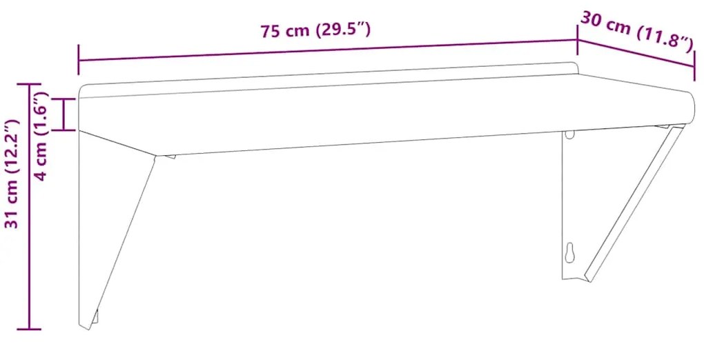 ΡΑΦΙ ΤΟΙΧΟΥ ΑΣΗΜΙ 75X30X31 ΕΚ. ΑΝΟΞΕΙΔΩΤΟ ΑΤΣΑΛΙ 30275