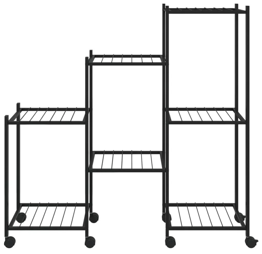 Βάση Λουλουδιών με Ρόδες 83 x 25 x 83,5 εκ. Μαύρη Σιδερένια - Μαύρο